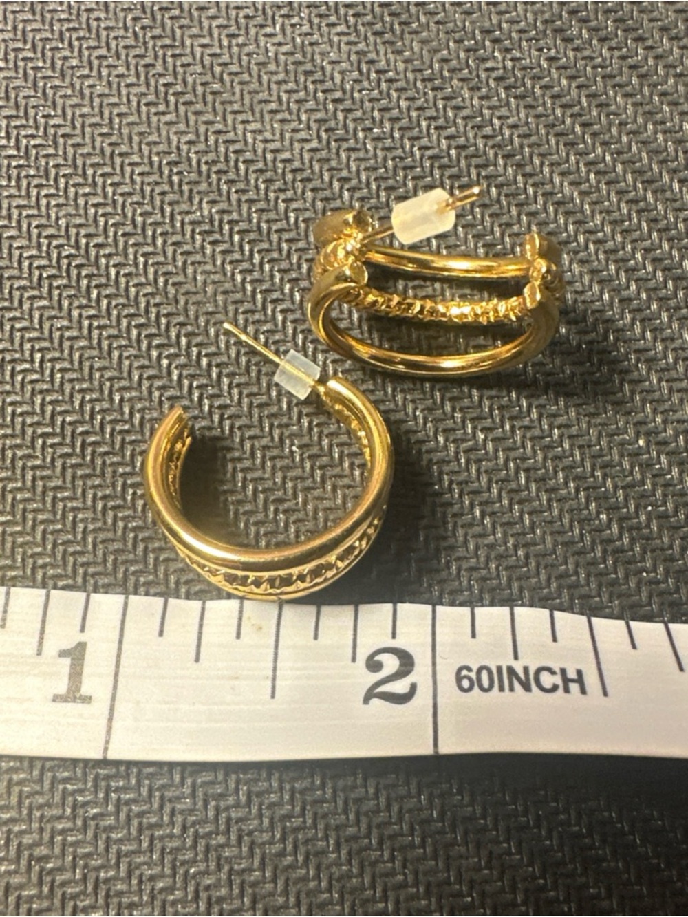 Gold Textured Hoop Earrings for Women